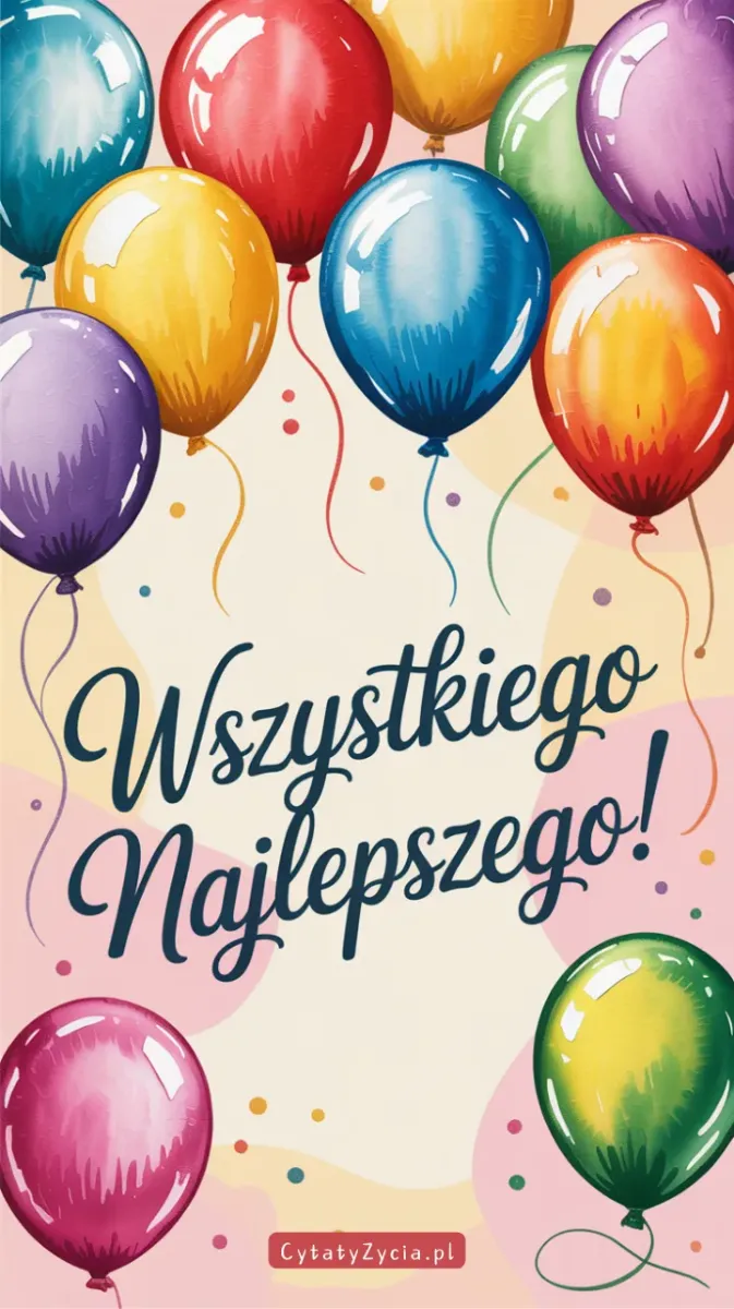 Ilustracja urodzinowa z pozytywną wiadomością dla kolegi obchodzącego urodziny.