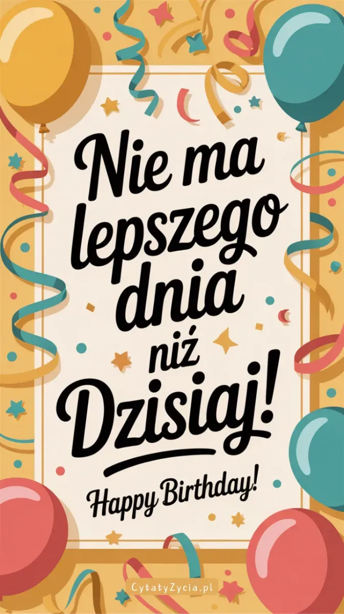 Kolorowa grafika urodzinowa z życzeniami skierowanymi do kolegi.