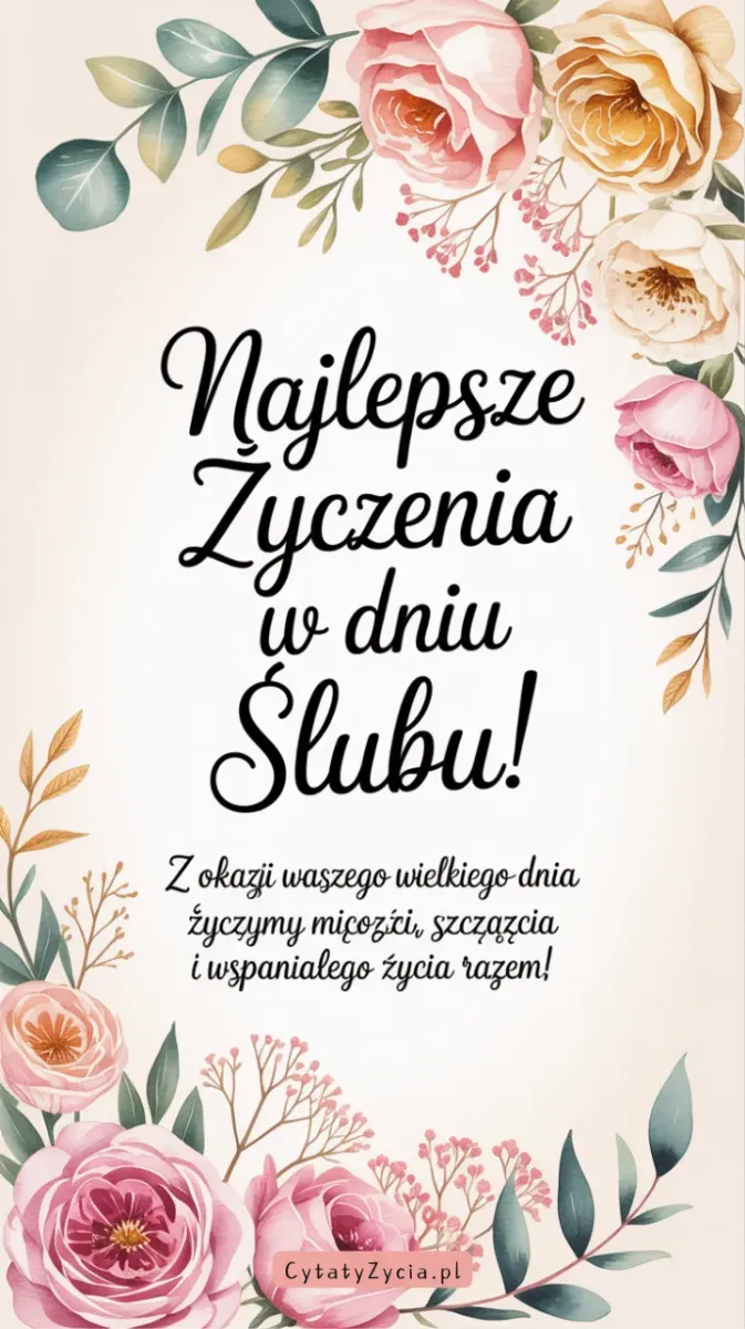Szczere życzenia miłości i szczęścia dla nowożeńców na całe życie.