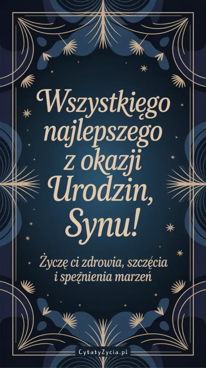 „Promienny uśmiech i emoji na kartce urodzinowej dla syna”